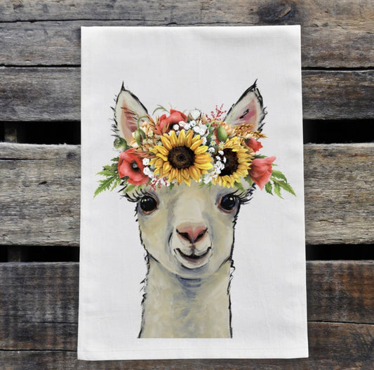 Colorful Sunflower Alpaca Tea Towel