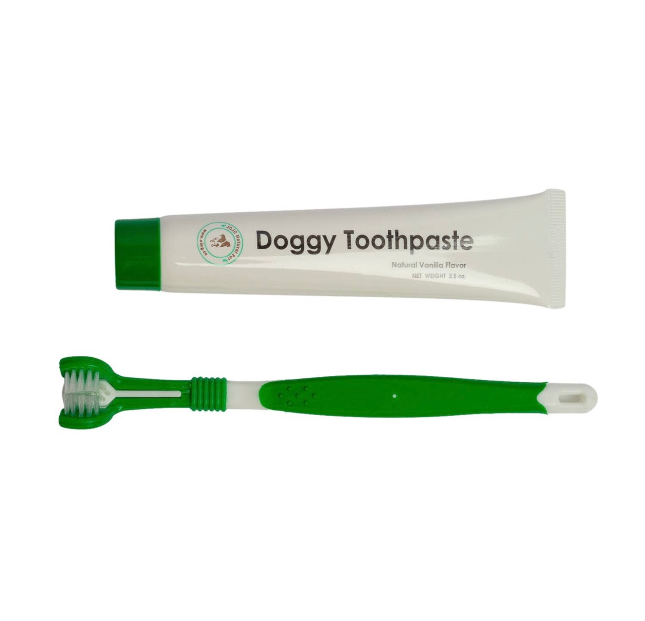 Triple Headed Dog Toothbrush with Natural Toothpaste