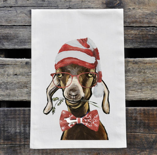 Christmas Goat Flour Sack Towel