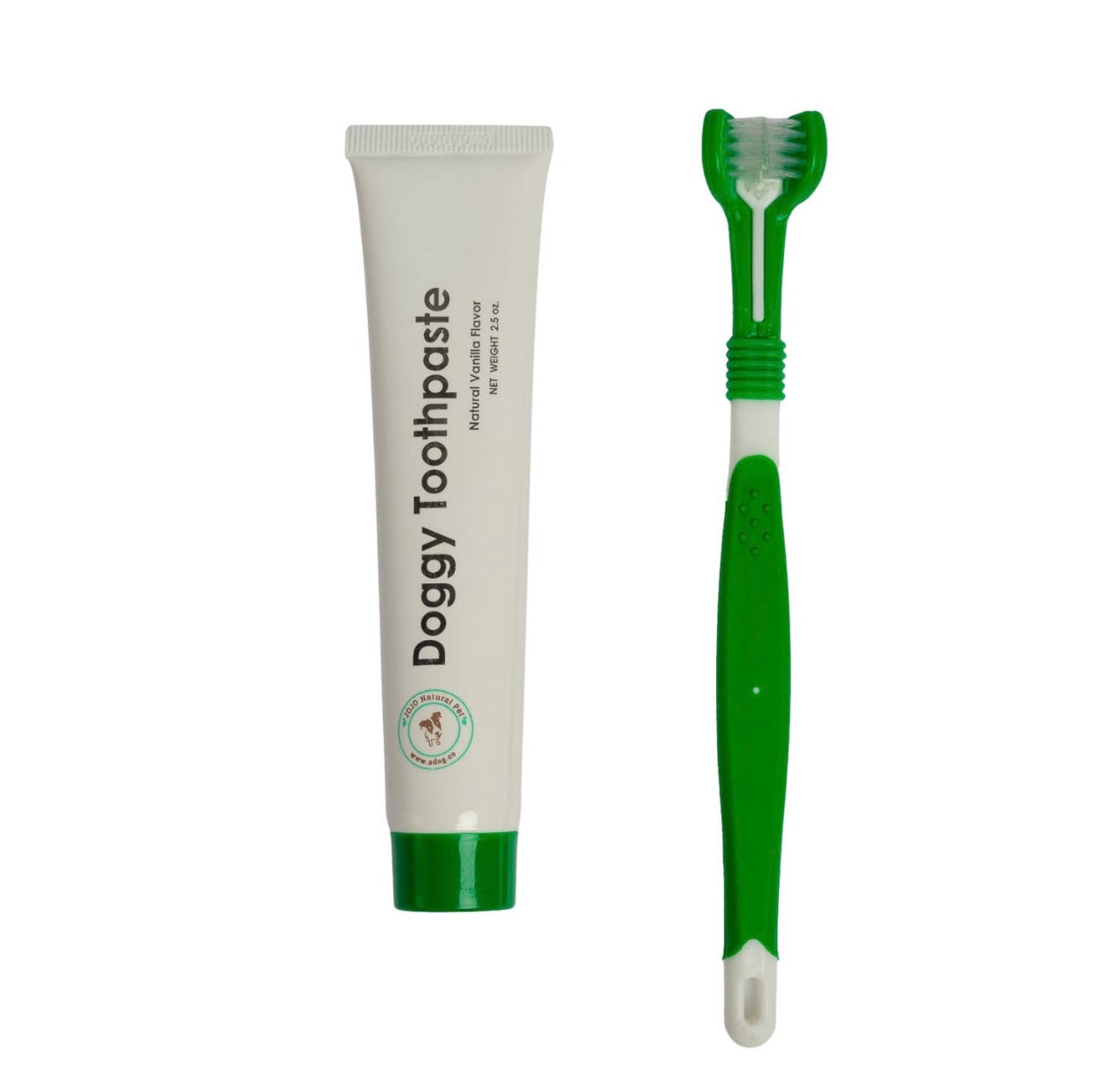 Triple Headed Dog Toothbrush with Natural Toothpaste