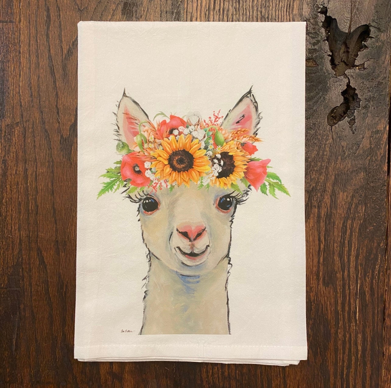 Colorful Sunflower Alpaca Tea Towel